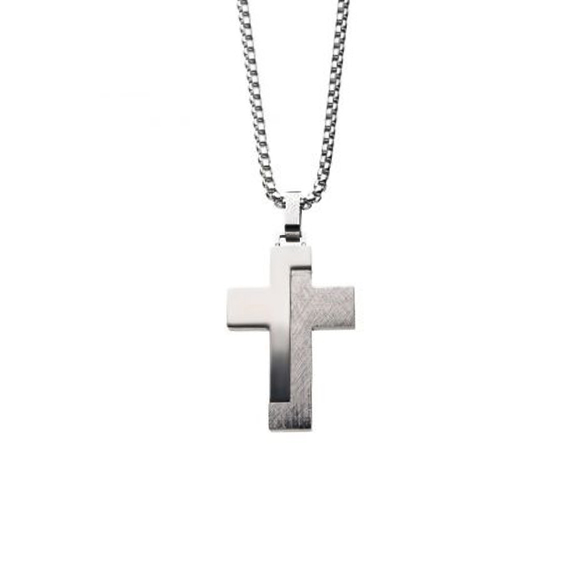 Stainless Steel Modern Cross Pendant with Chain