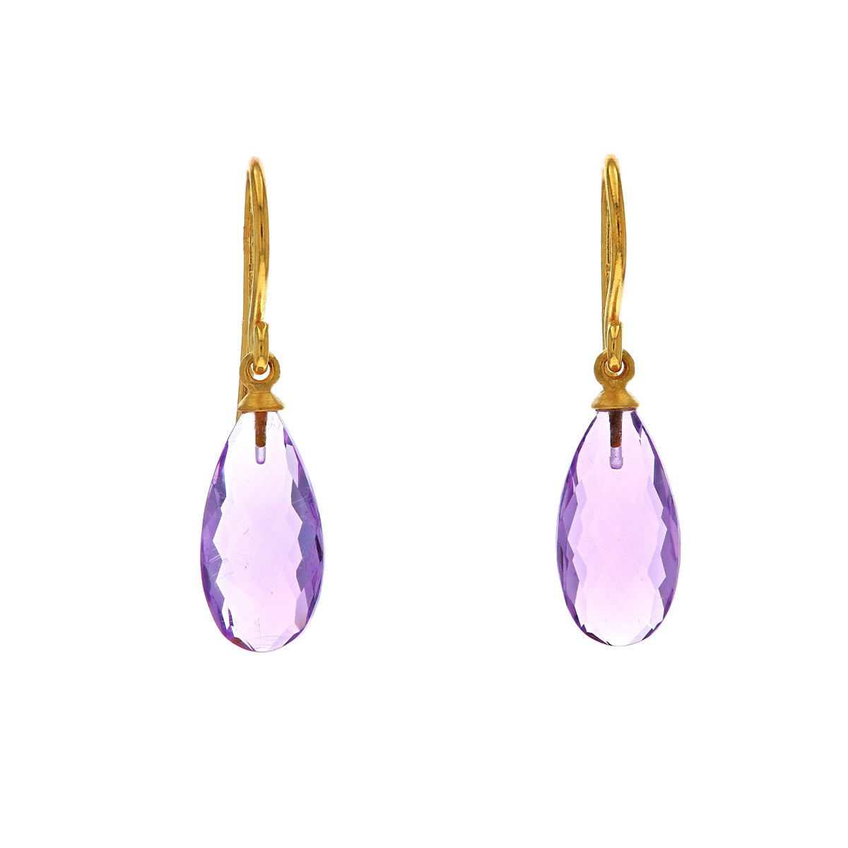 Yellow Gold Plated Sterling Silver Amethyst Earrings