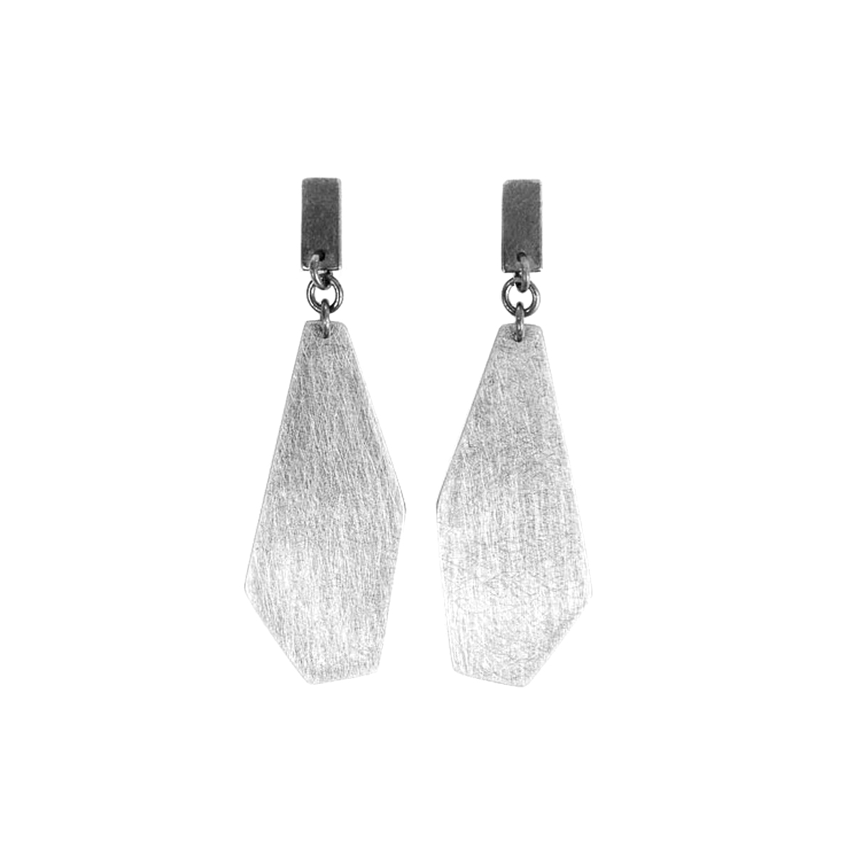 Sterling Silver and Stainless Steel Geometric Dangle Earrings