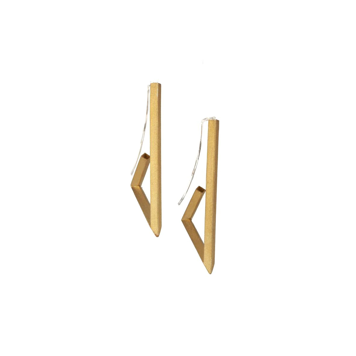 Sterling Silver and Yellow Gold Plated Triangle Earrings