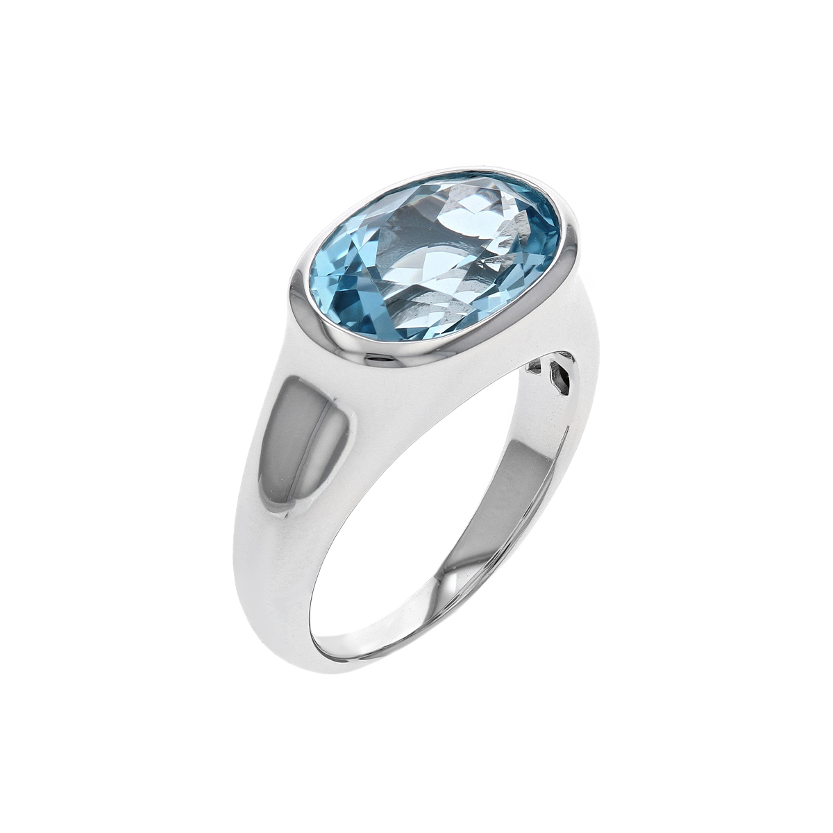 Sterling Silver Oval Blue Topaz Ring