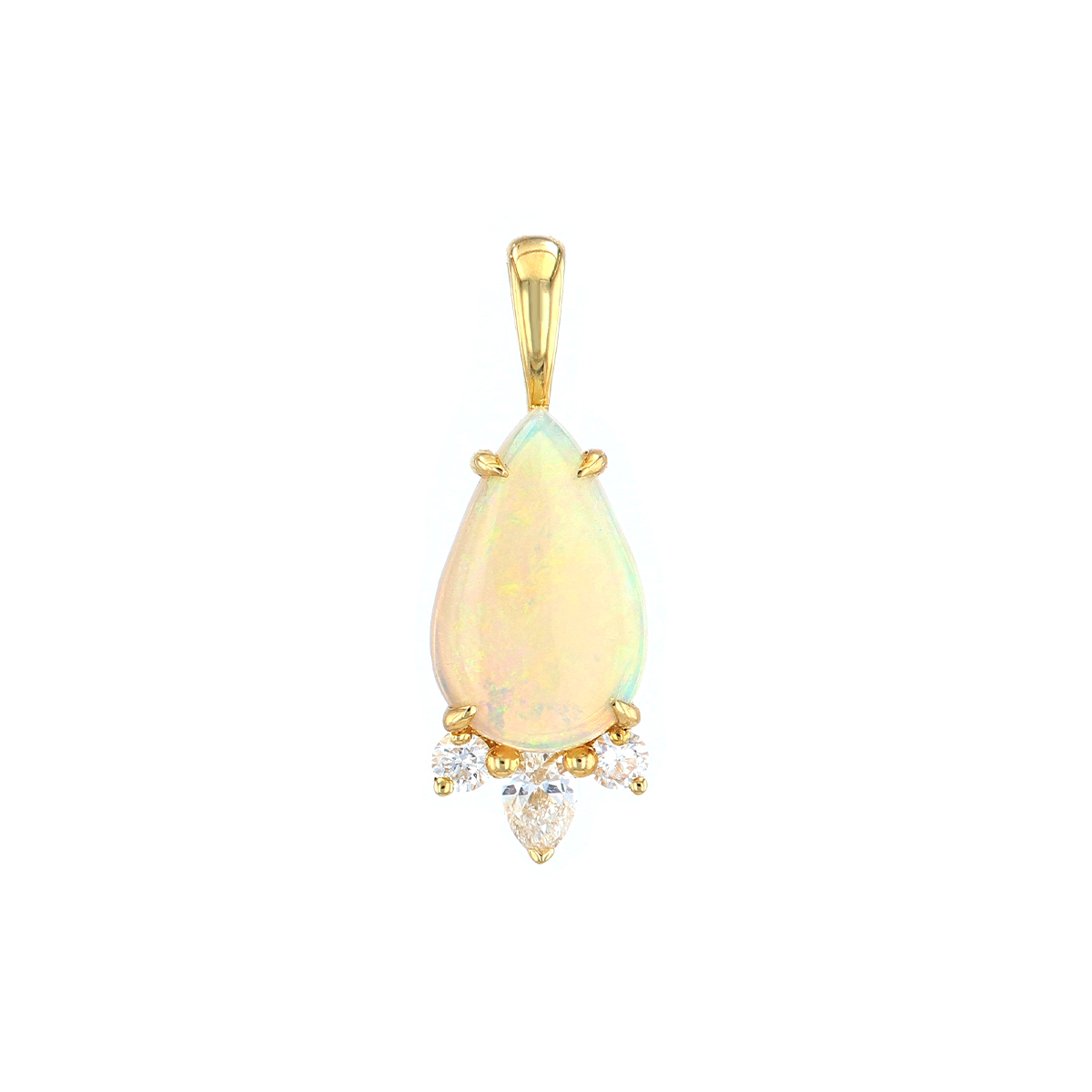 14K Yellow Gold Opal and Diamond Pendant