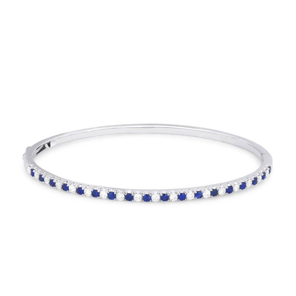 18K White Gold Sapphire and Diamond Bangle