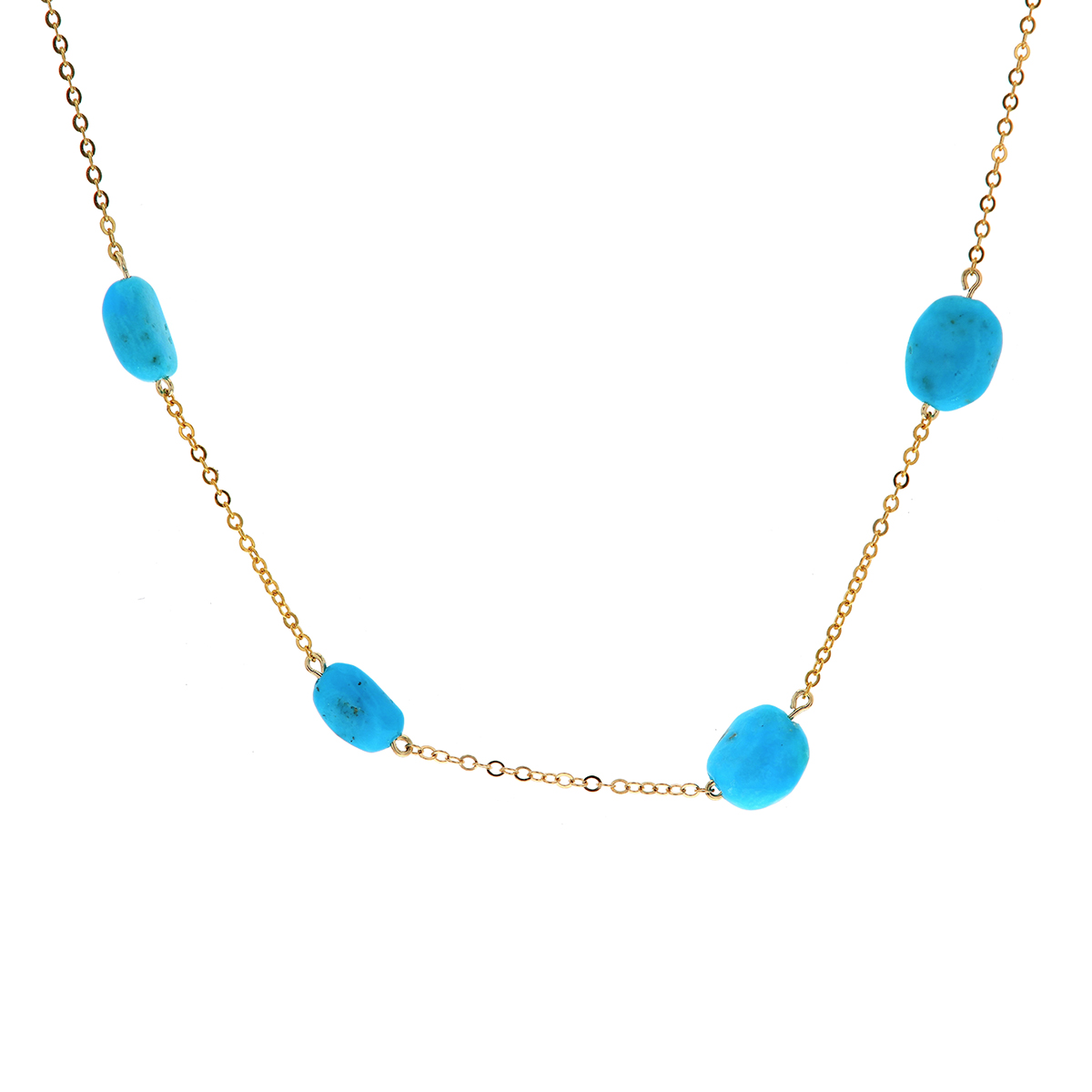 14K Yellow Gold Turquoise Choker Necklace - Josephs Jewelers