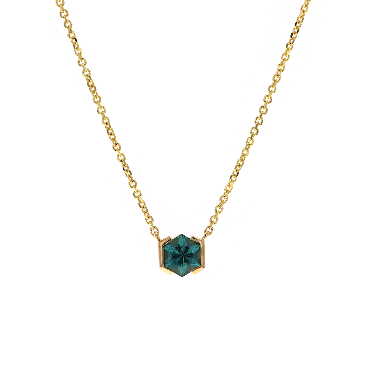 14K Yellow Gold Montana Sapphire Necklace