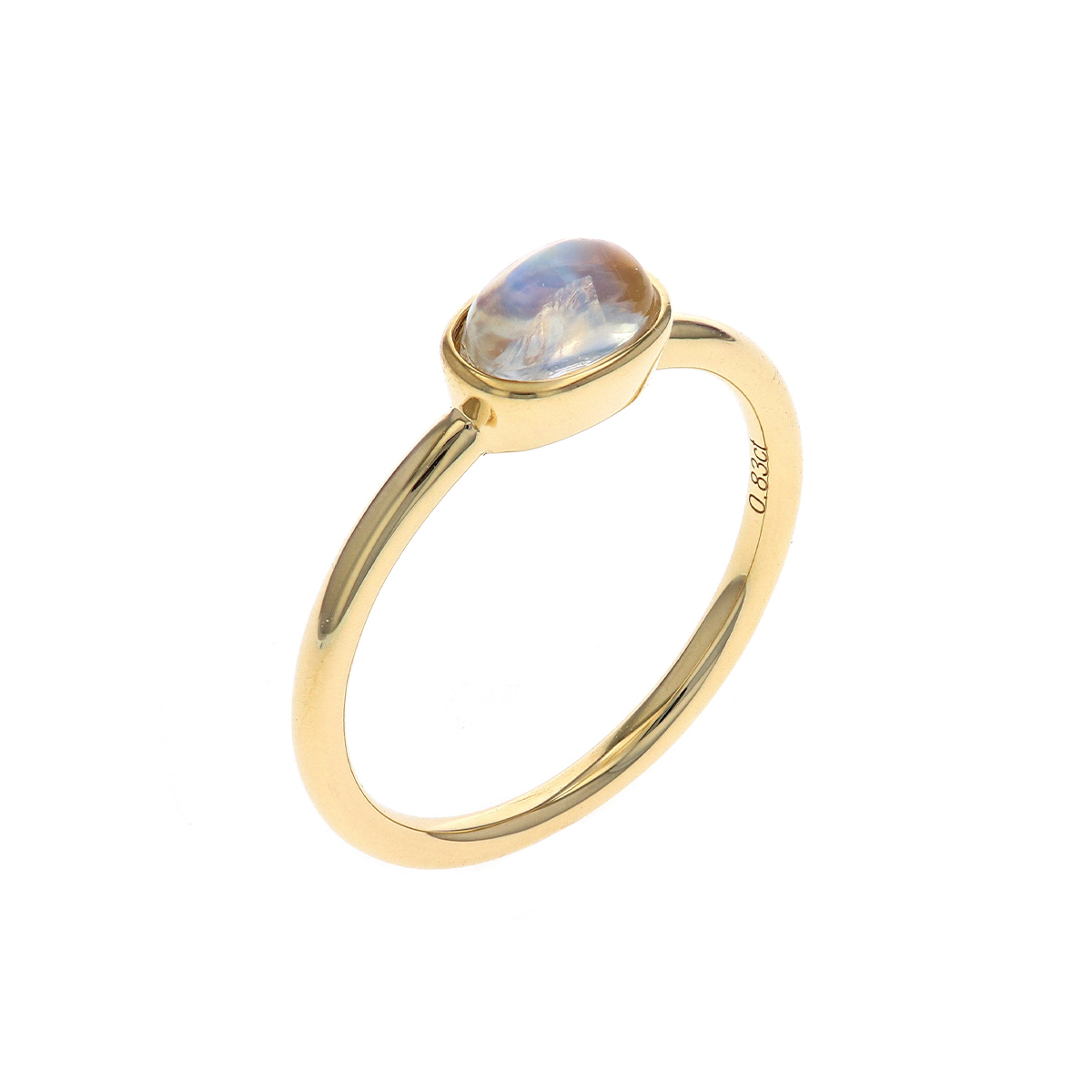 14K Yellow Gold Oval Moonstone Ring