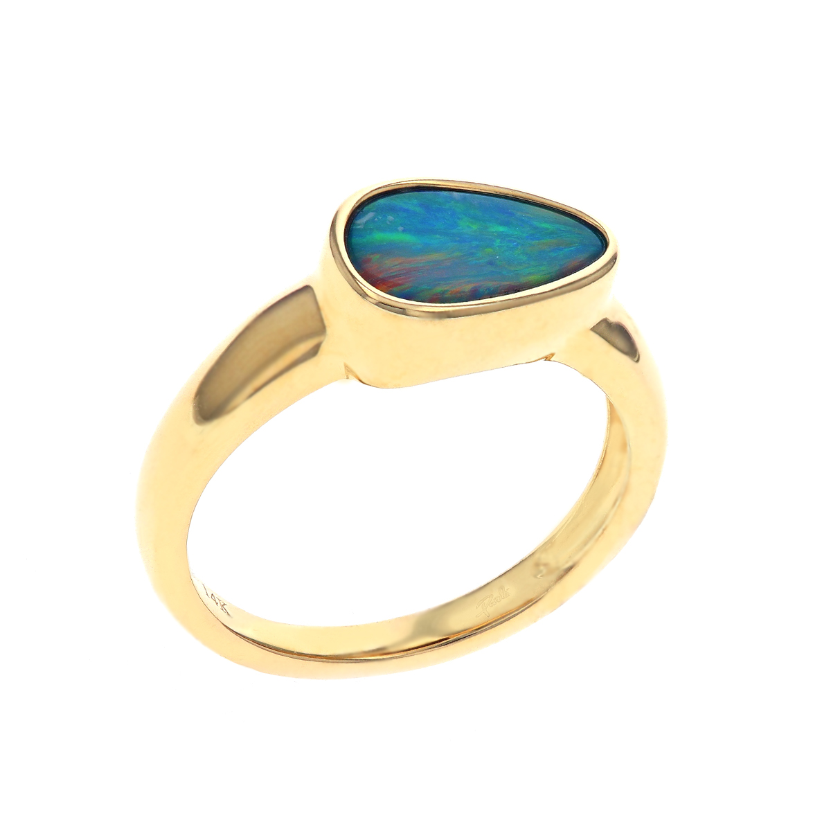 14K Yellow Gold Australian Opal Doublet Ring