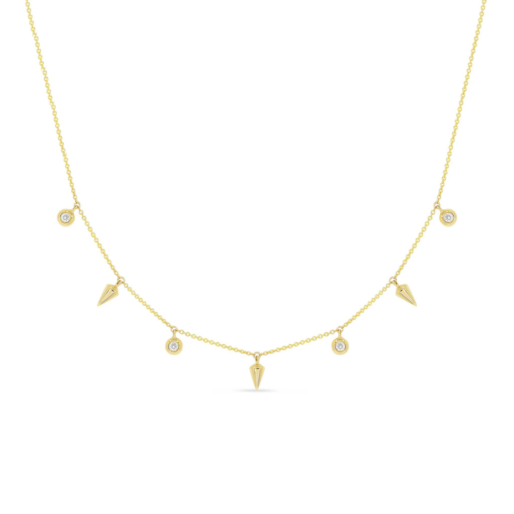 14K Yellow Gold Diamond Dangle Necklace