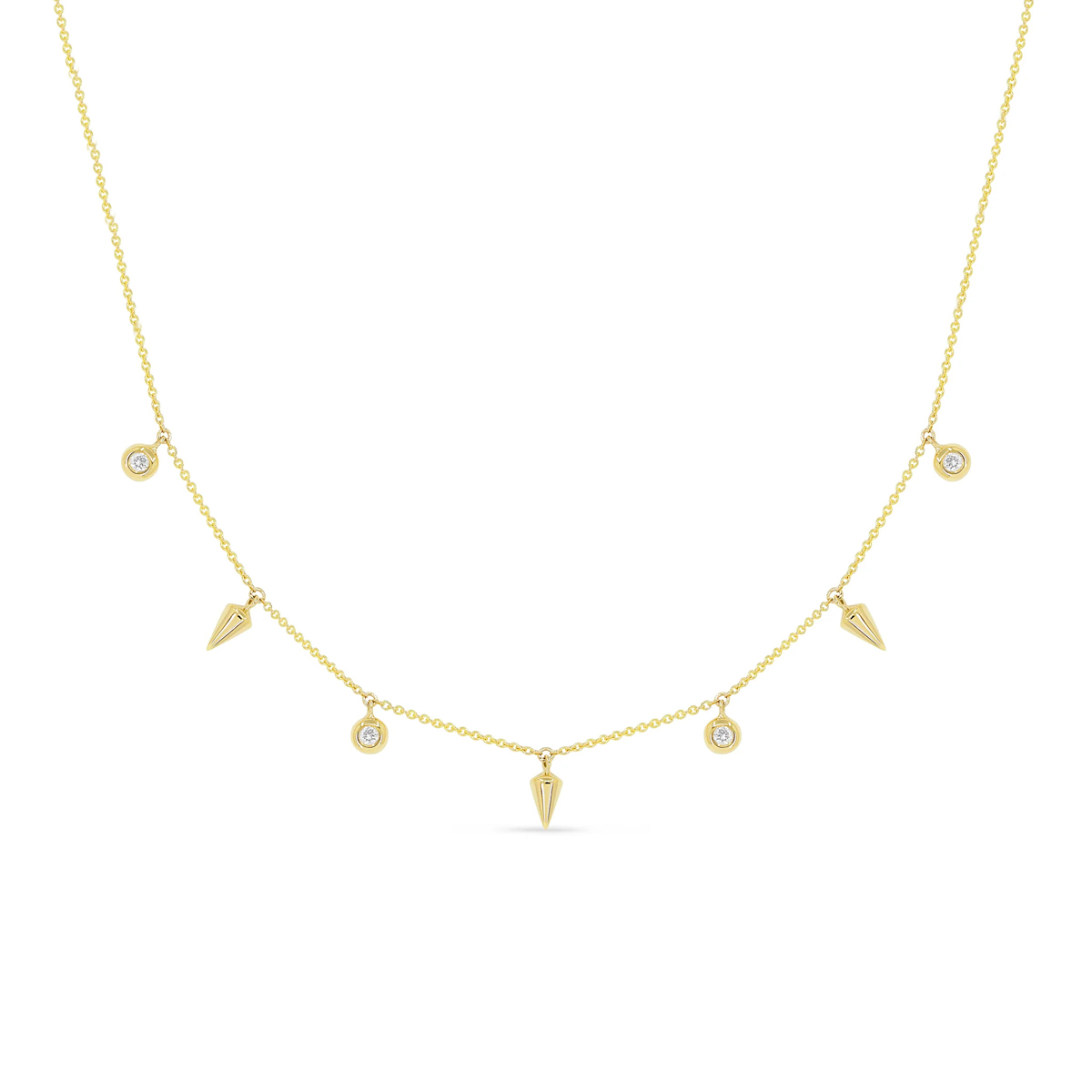 14K Yellow Gold Diamond Dangle Necklace
