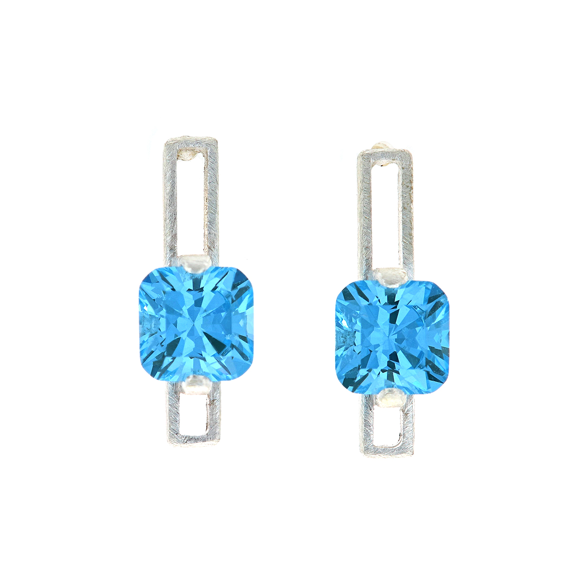 Sterling Silver Created Blue Spinel Earrings