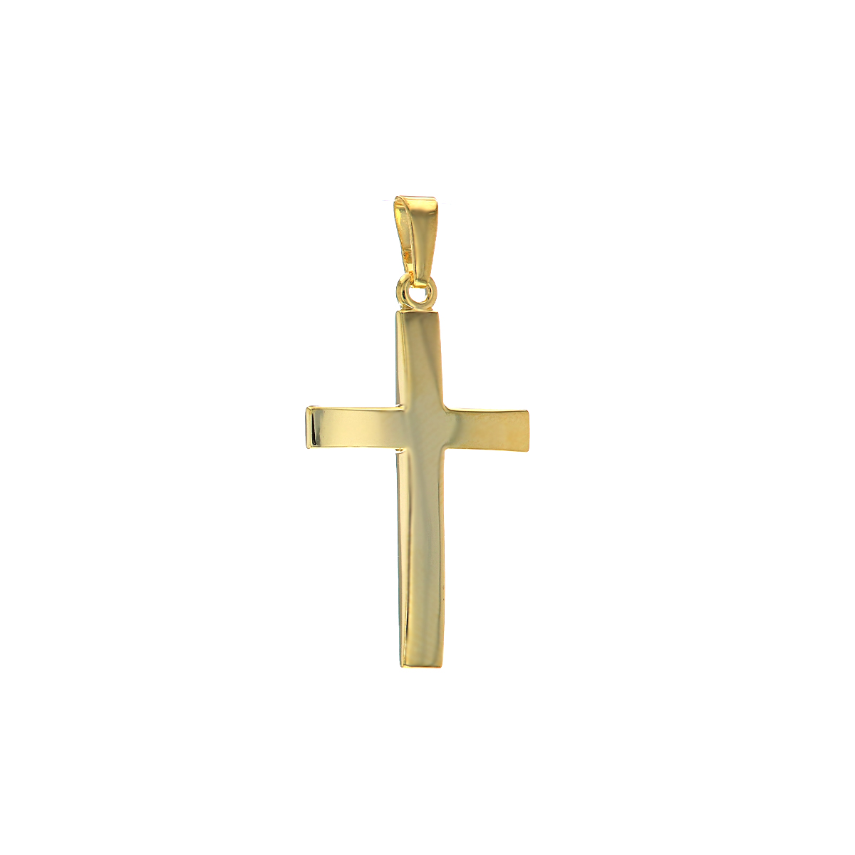 14K Yellow Gold Polished Domed Cross Pendant