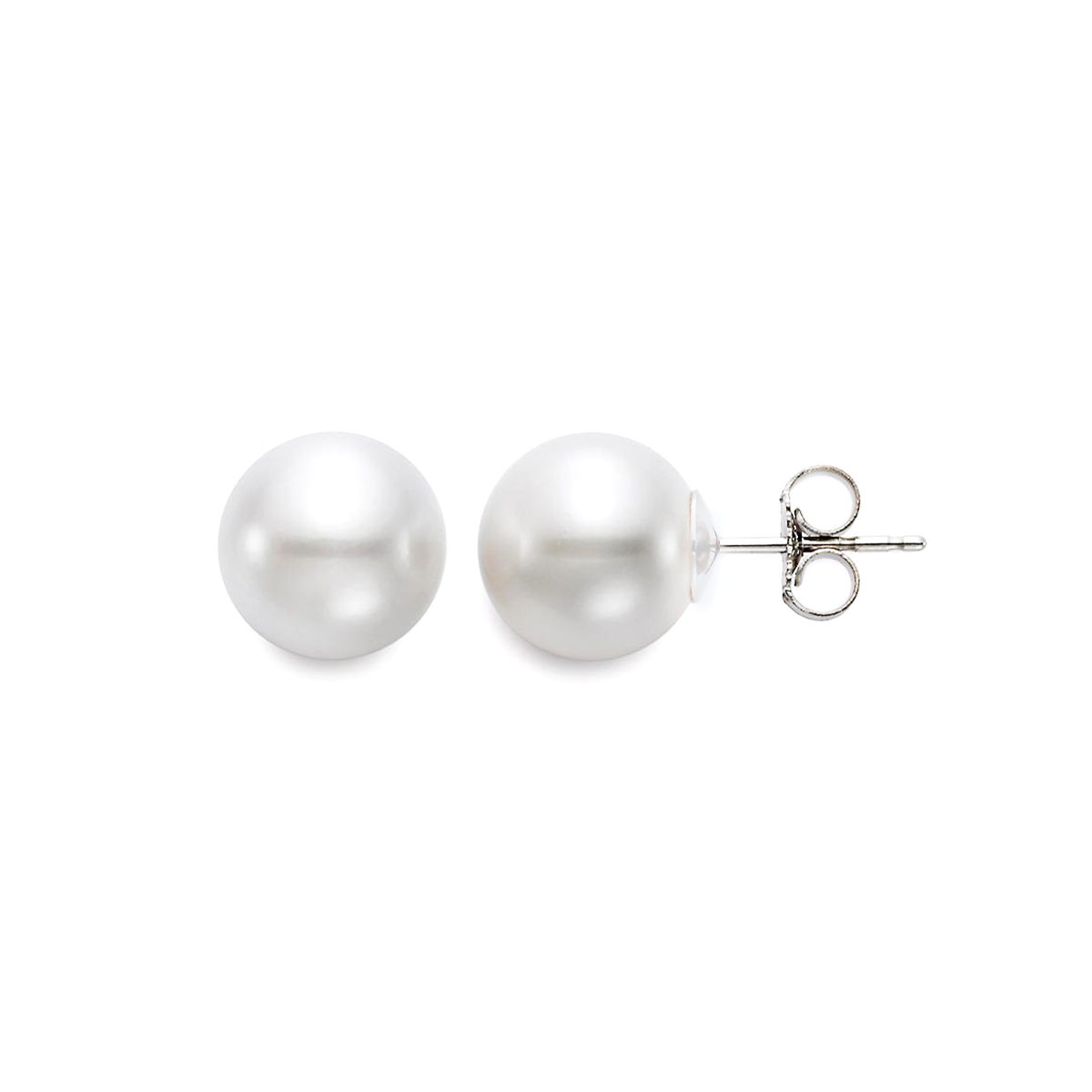 14K White Gold Fresh Water Pearl Stud Earrings