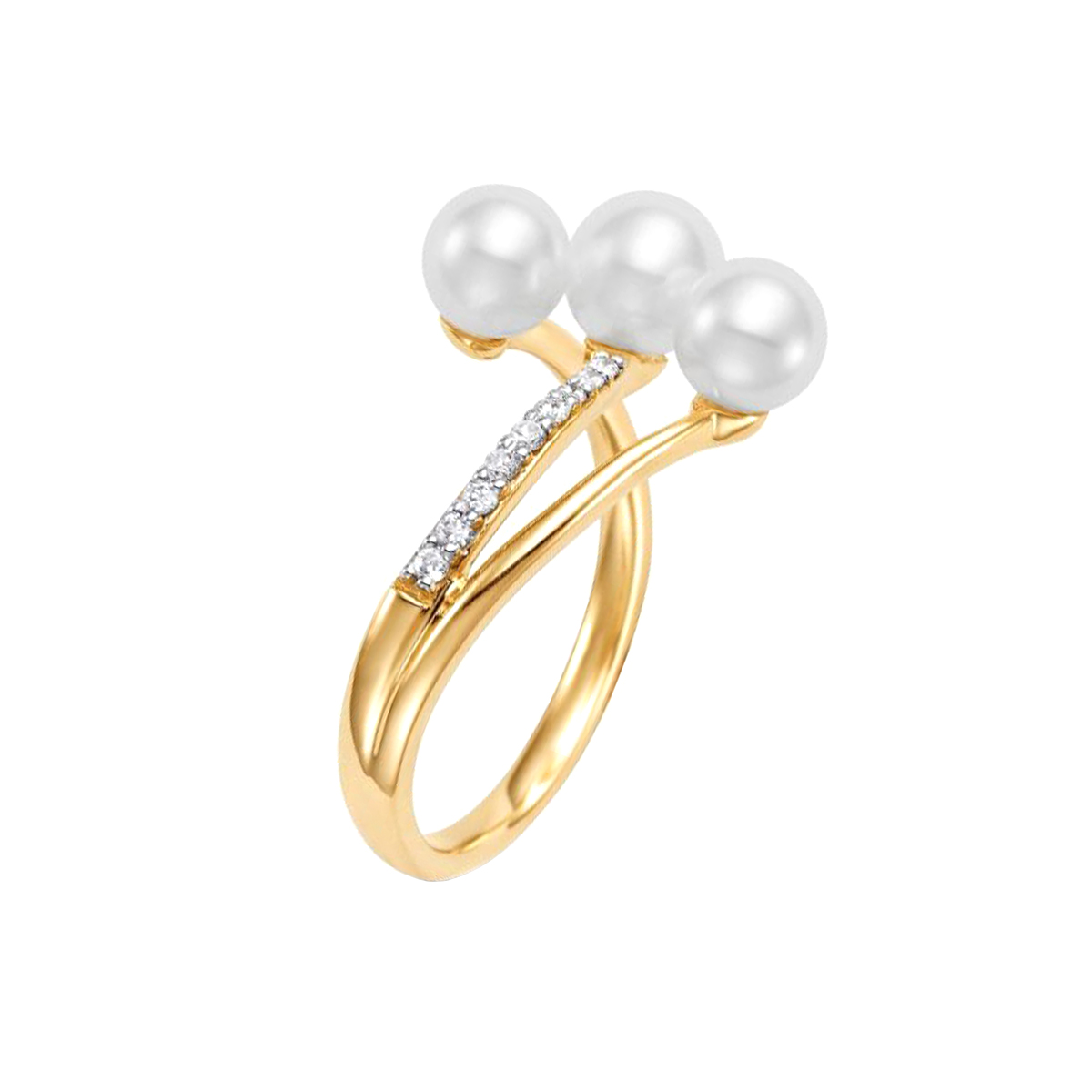14k White Gold Freshwater Pearl and Diamond Ring