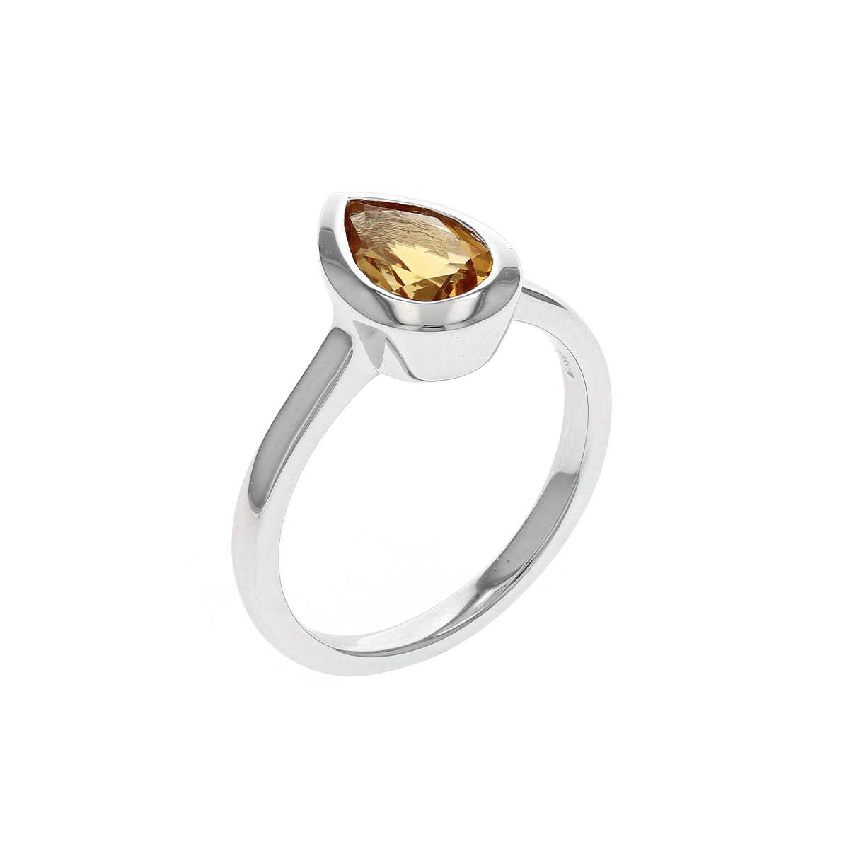 Sterling Silver Pear Citrine Ring
