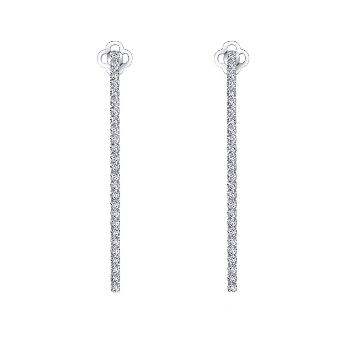 Sterling Silver Cubic Zirconia Linear Earrings
