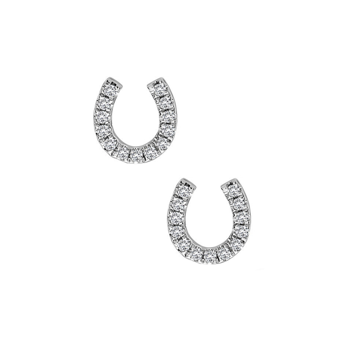 14K White Gold Diamond Horseshoe Earrings