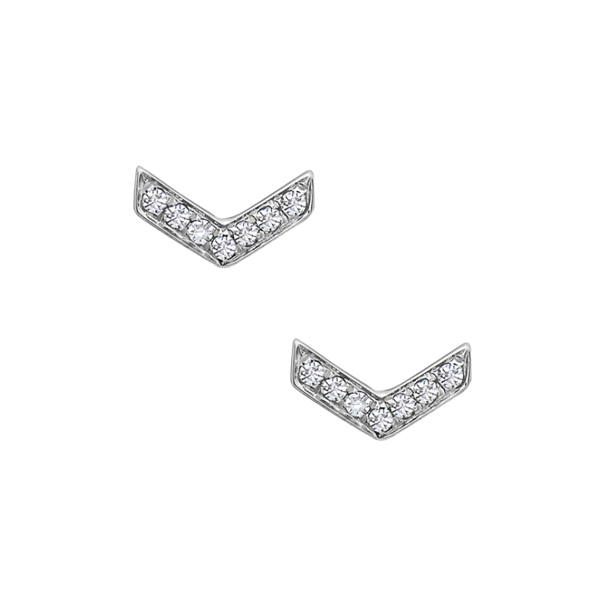 14K White Gold Diamond "V" Earrings