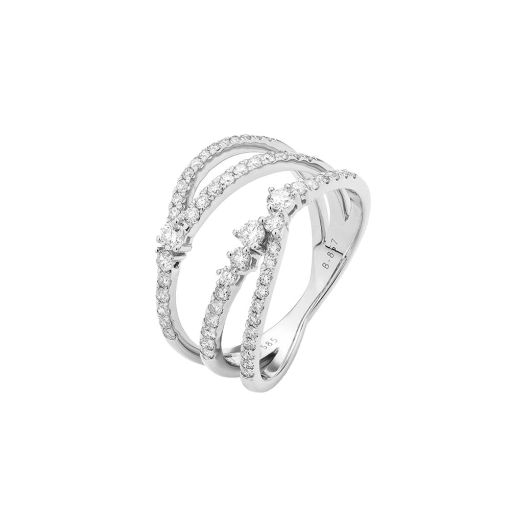 14k White Gold Diamond Fashion Three Swirl Ring Josephs Jewelers 6857