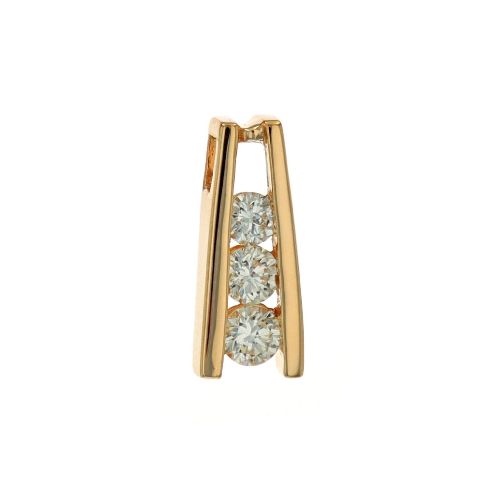 14K Yellow Gold Three-Diamond Ladder Pendant