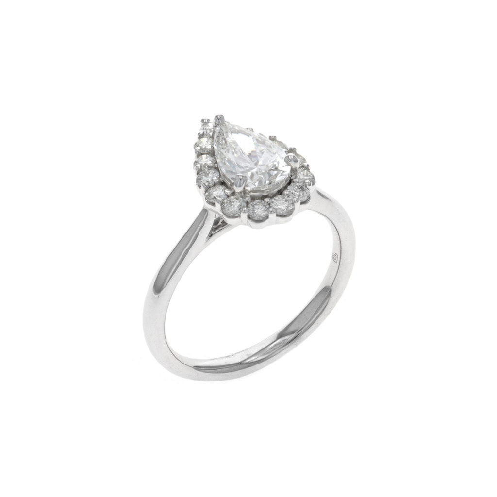 Pear Cut Lab-Grown Diamond Halo Engagement Ring Ethica, 47% OFF