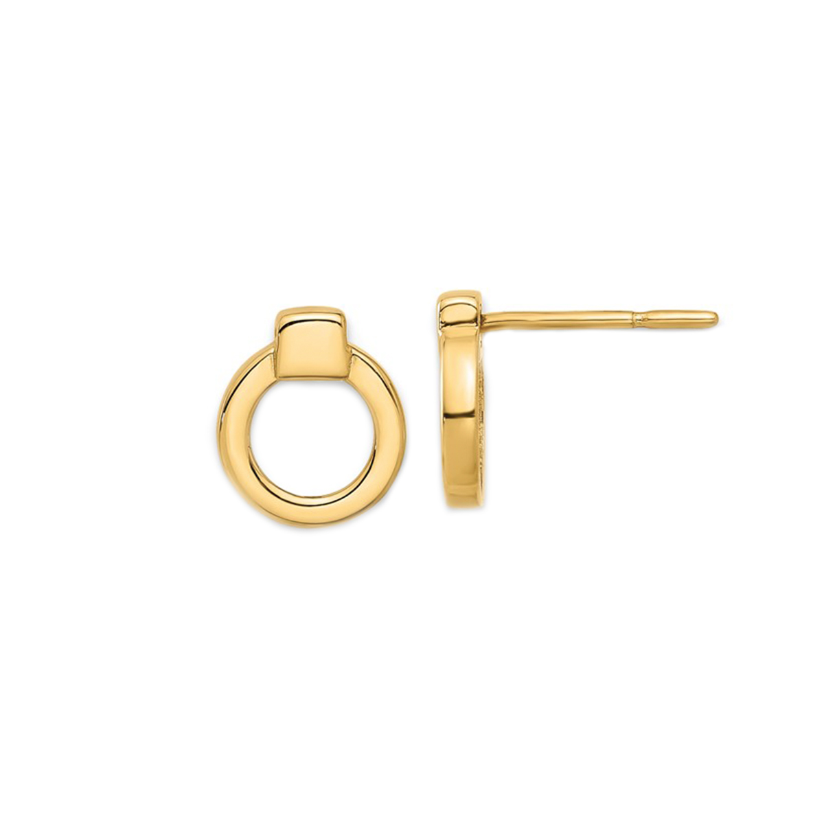 14K Yellow Gold Circle Earrings