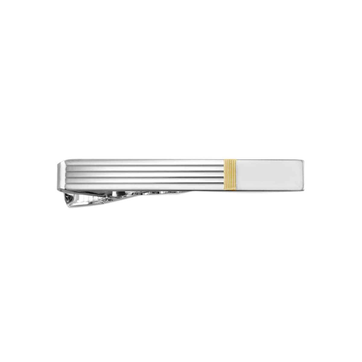 Sterling Silver and Yellow Plated Grooved Tie Bar