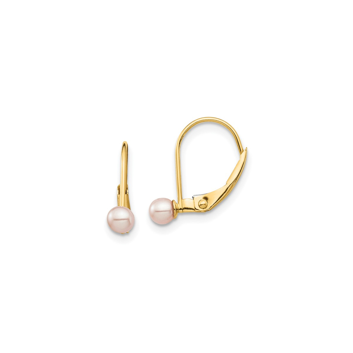 Children's 14K Yellow Gold Pink Freshwater Pearl Earrings