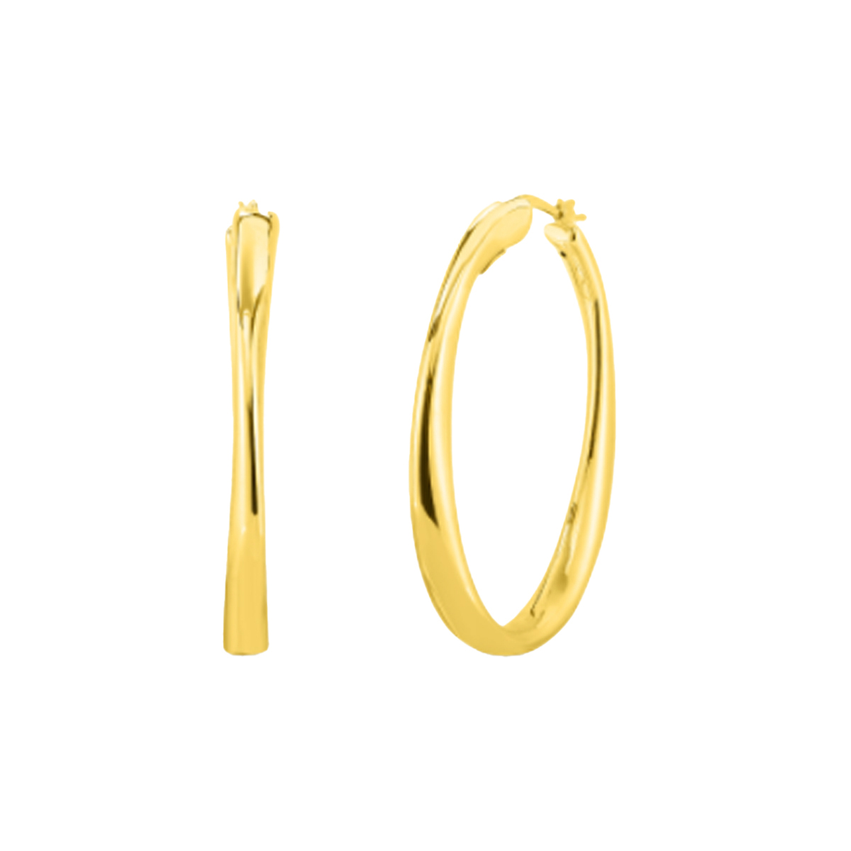 18K Yellow Gold Large Contoured Hoop Earrings