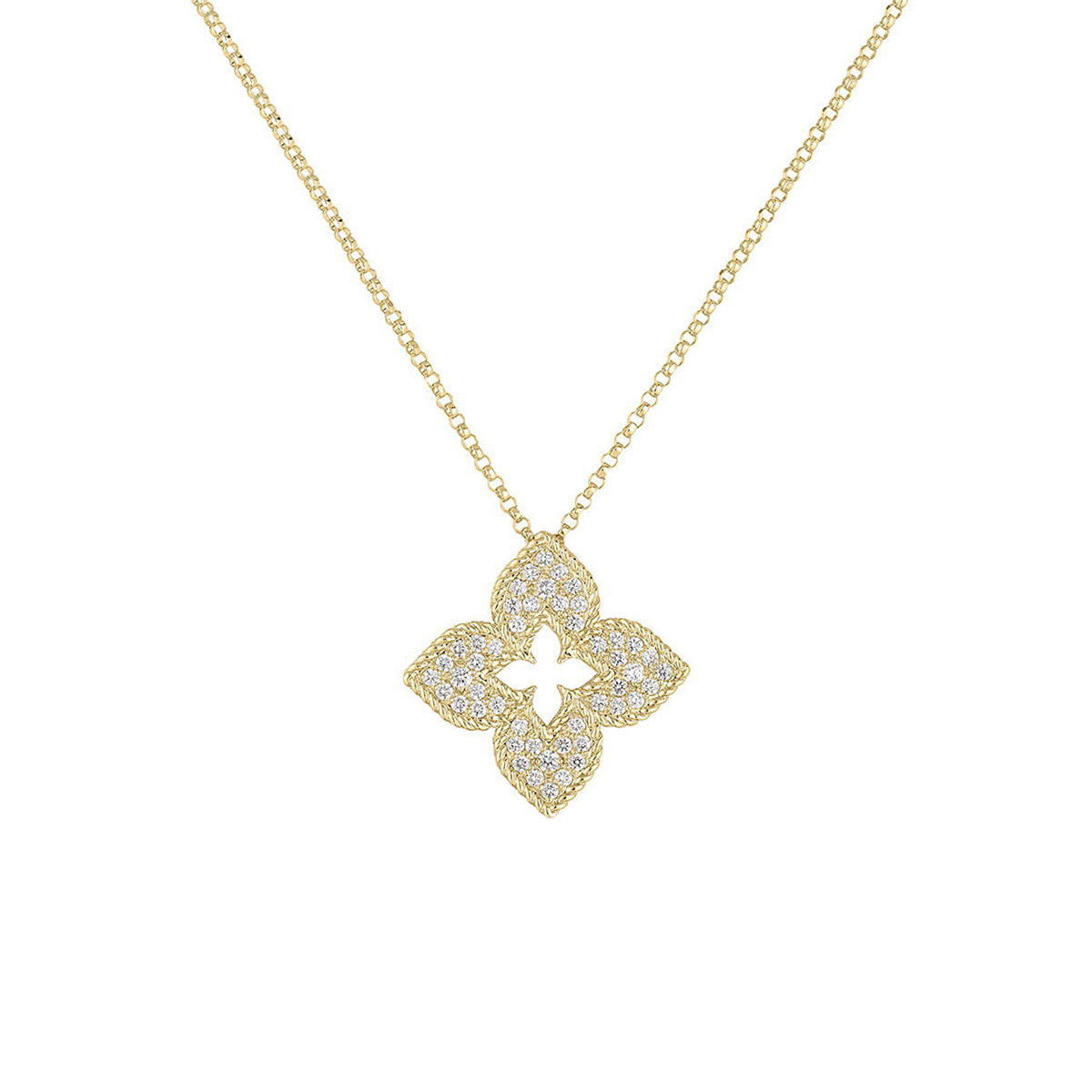 18K Yellow Gold Diamond Venetian Princess Pendant with Chain