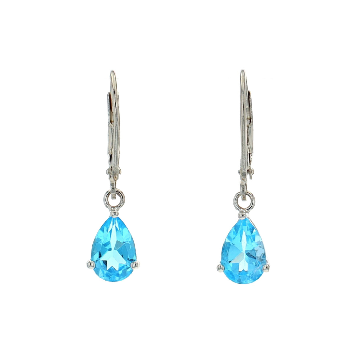 Sterling Silver Pear Blue Topaz Dangle Earrings