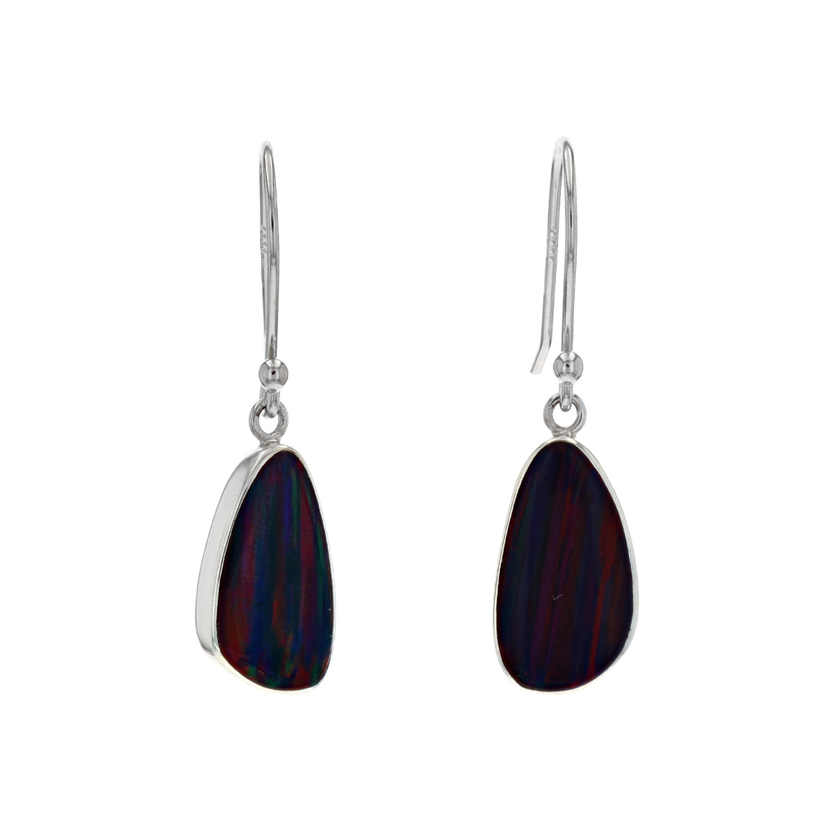 Sterling Silver Black Multi-Color Created Opal Earrings