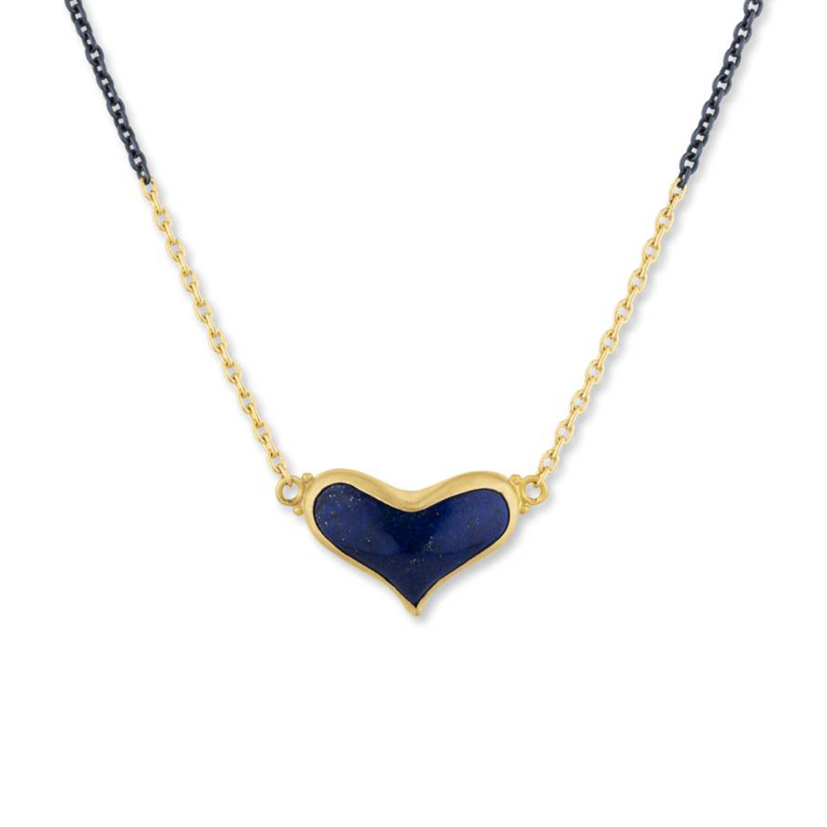 Sterling Silver and 24K Yellow Gold "My Love" Lapis Necklace