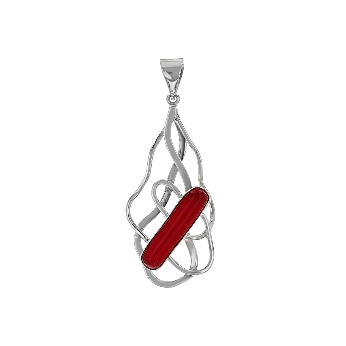 Sterling Silver Coral Curved Pendant
