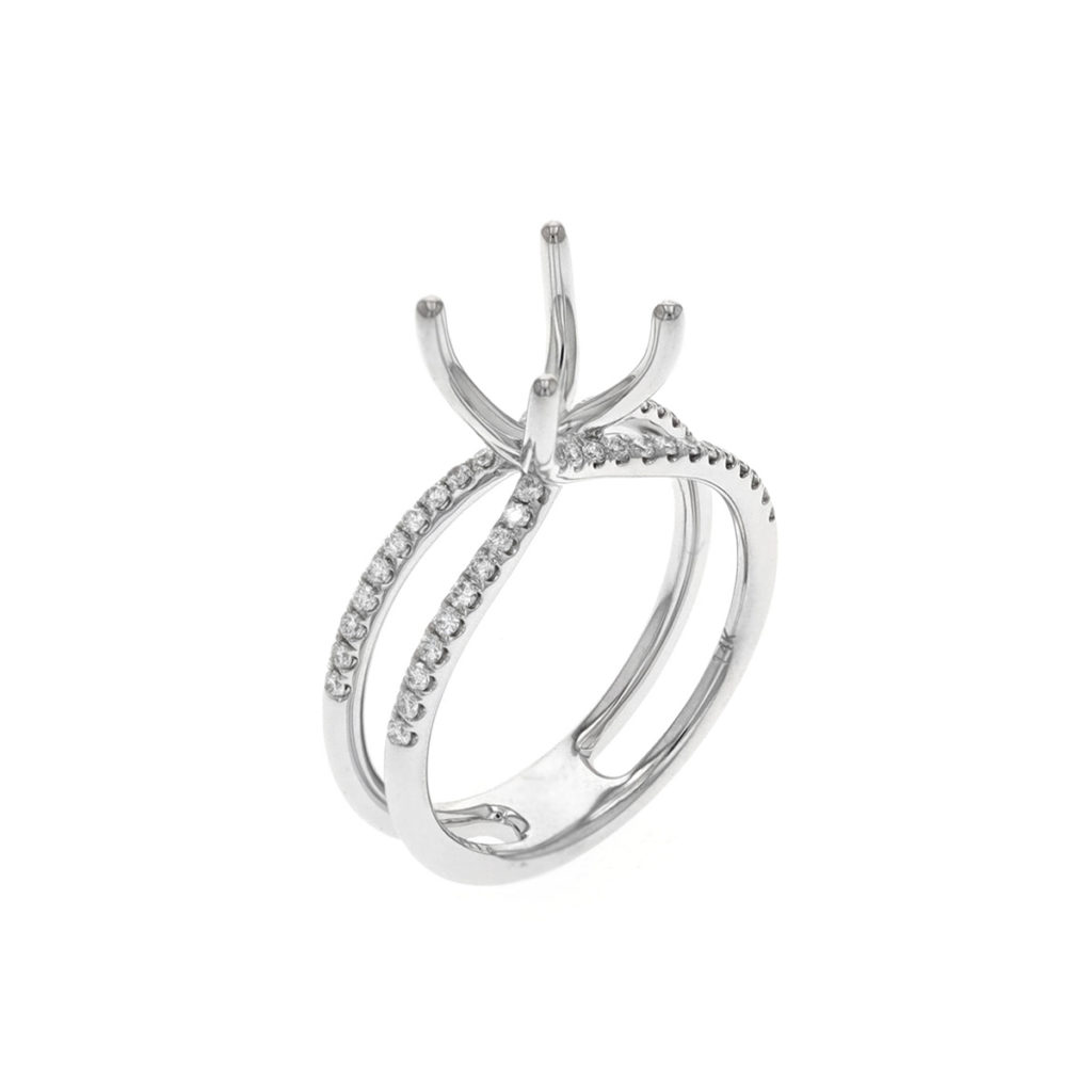 14K White Gold Split Diamond Semi-Mounting