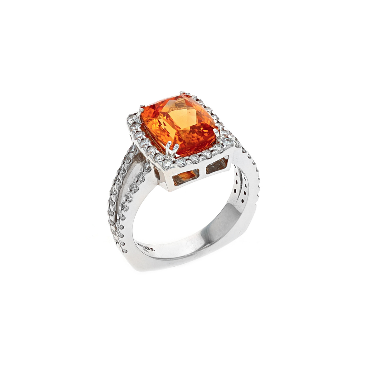 14K White Gold Imperial Topaz and Diamond Halo Ring