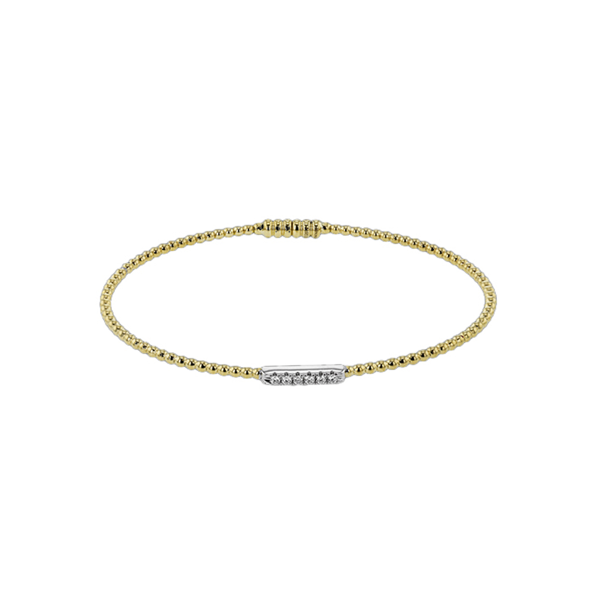 18K Two-Tone Diamond Beaded Bangle Bracelet
