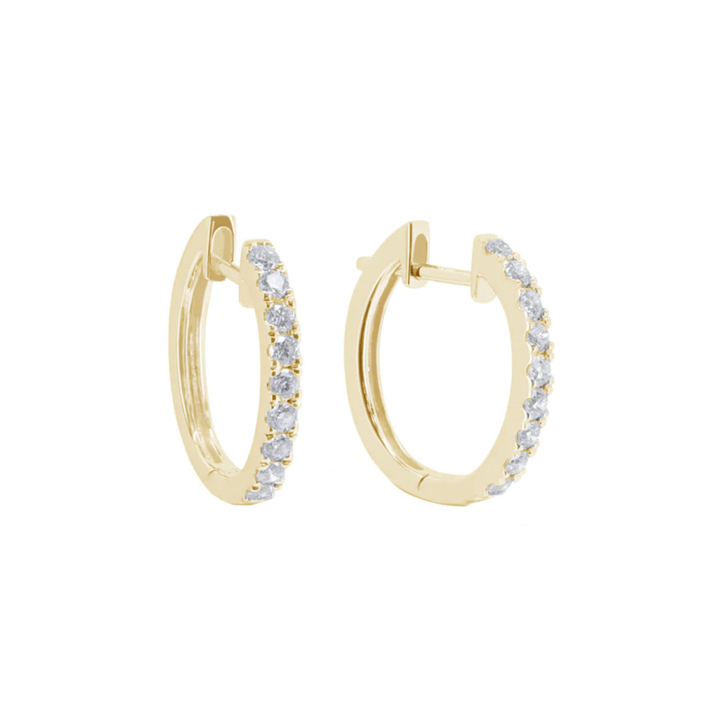 14k Yellow Gold Diamond Hoop Earrings Josephs Jewelers 6382