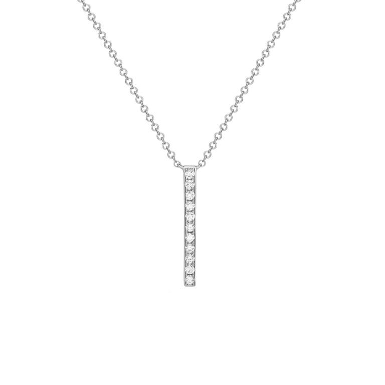 14K White Gold Diamond Vertical Bar Necklace