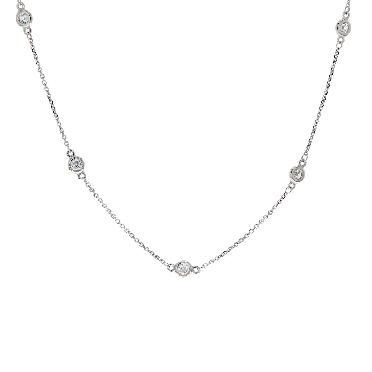 14K White Gold Diamond Station Necklace - Josephs Jewelers
