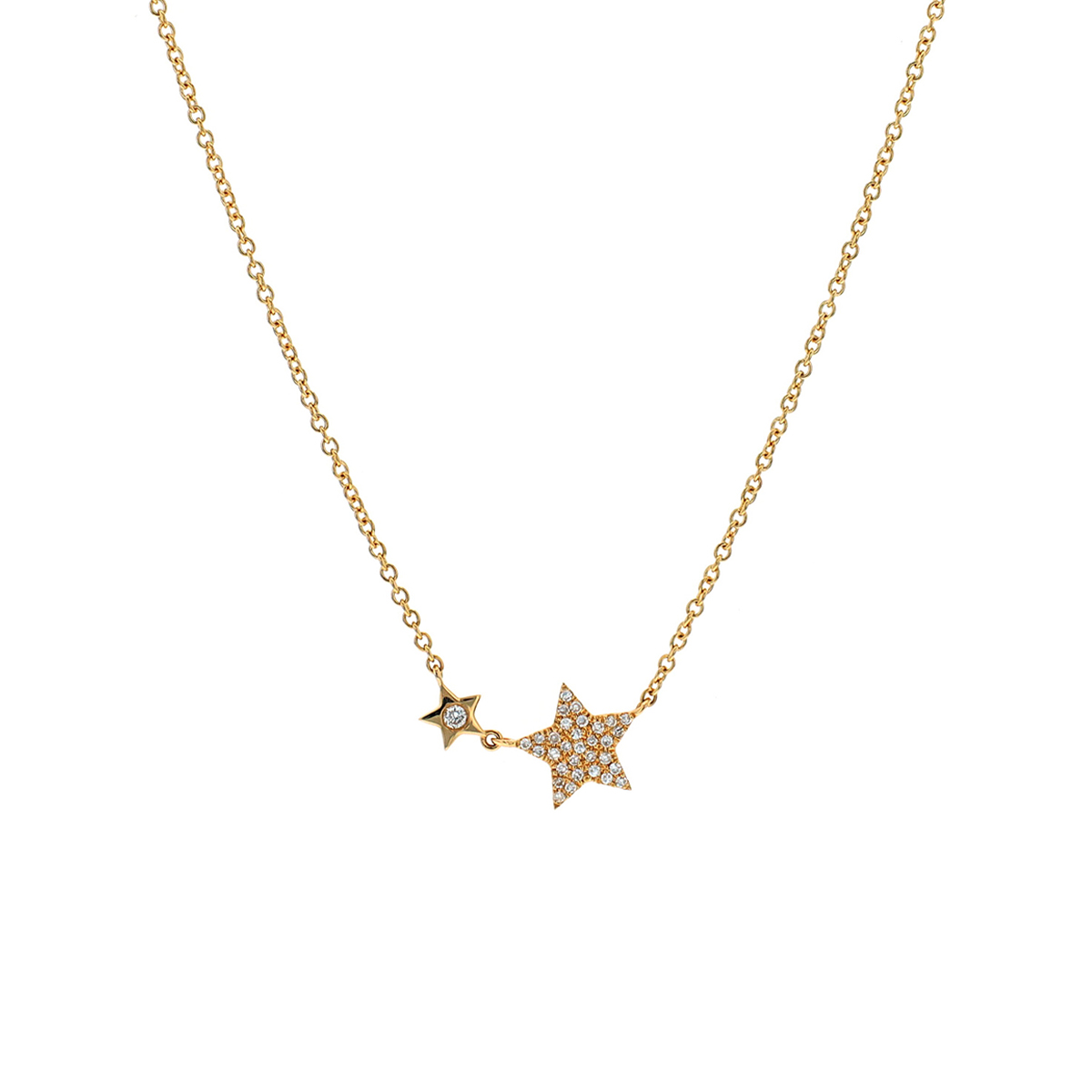 14K Yellow Gold Diamond Mother & Child Star Necklace