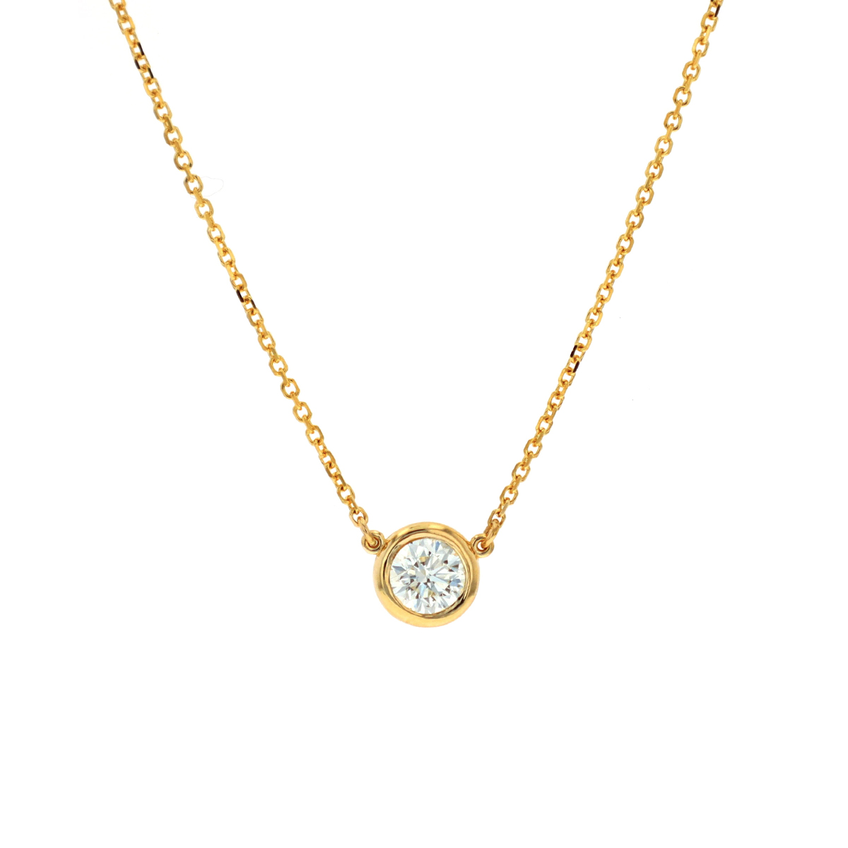 14K Yellow Gold Diamond Bezel Solitaire Necklace