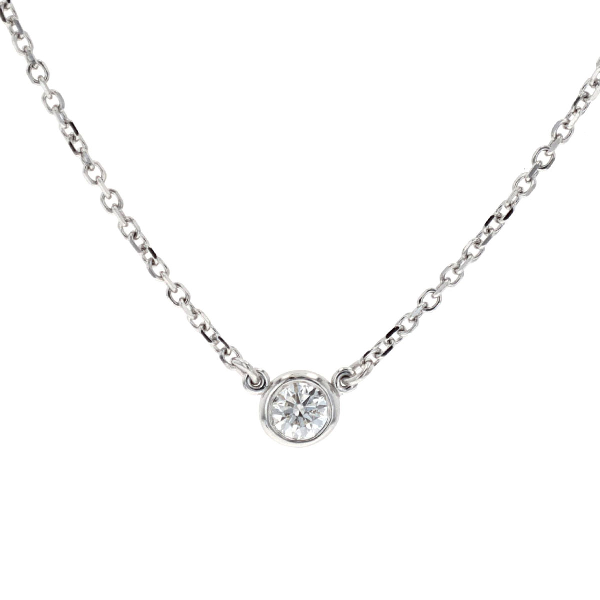 14K White Gold Diamond Bezel Solitaire Necklace - Josephs Jewelers