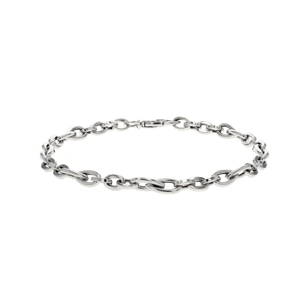 14K White Gold Oval and Pear Shaped Link Bracelet - Josephs Jewelers