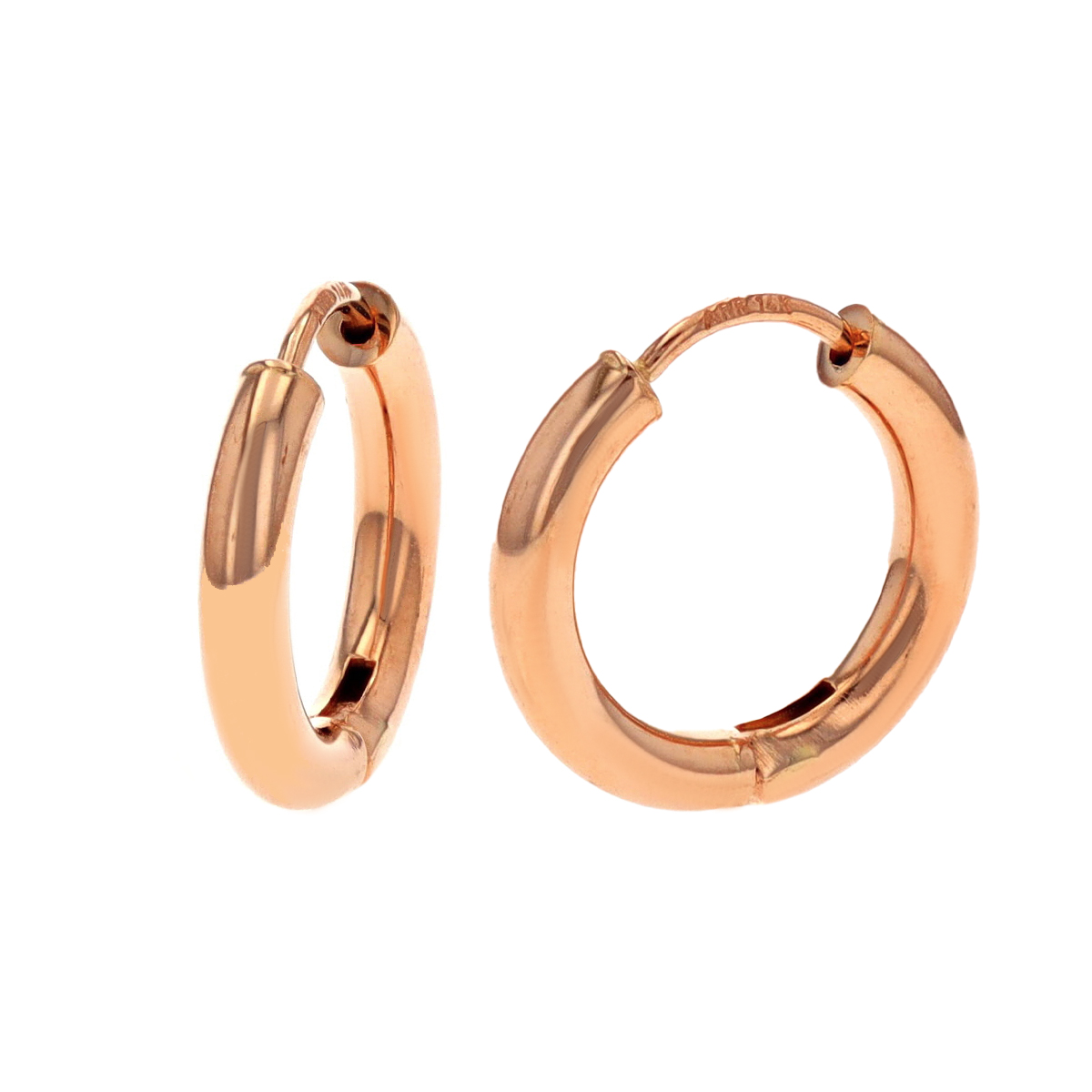 14K Rose Gold Polished Tube Hoop Earrings