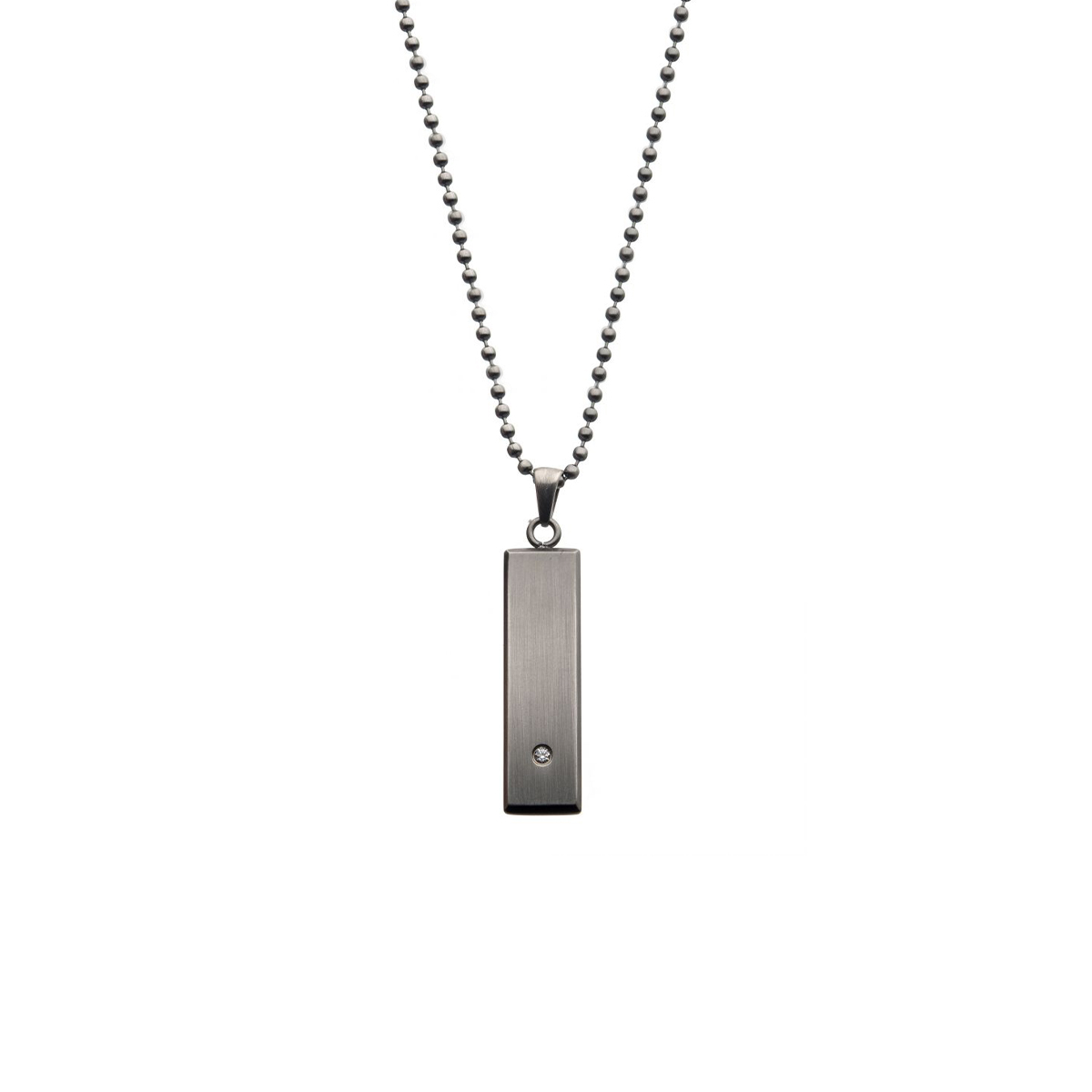 Stainless Steel Cubic Zirconia Pendant with Chain