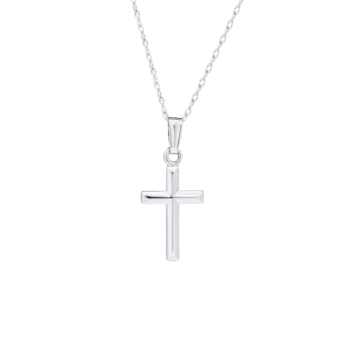 Children's cross online necklace white gold