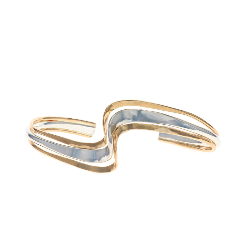 Sterling Silver and Yellow Gold Filled Curve Bracelet