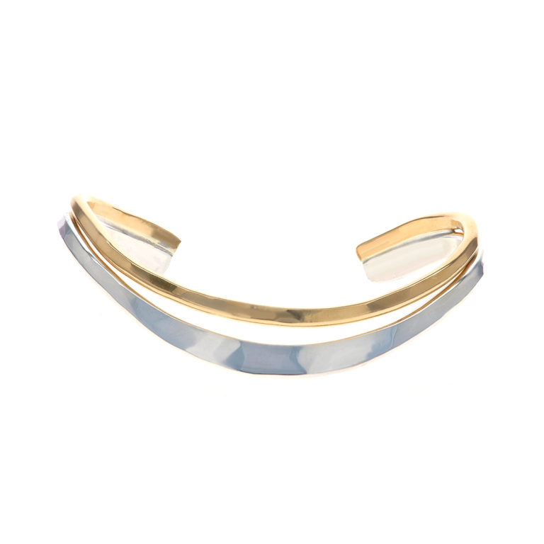 Sterling Silver and Yellow Gold Filled Curve Cuff