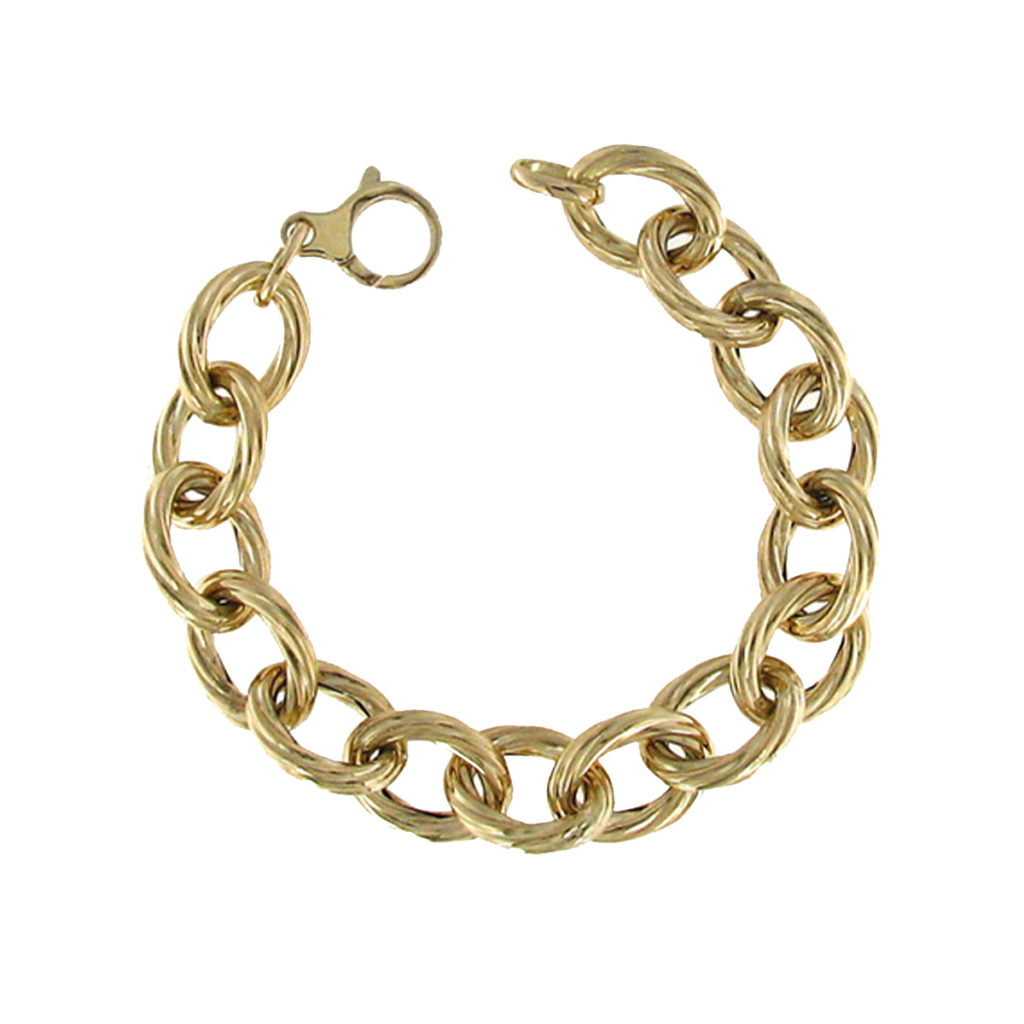 18K Yellow Gold Ribbed Oval Link Bracelet - Josephs Jewelers