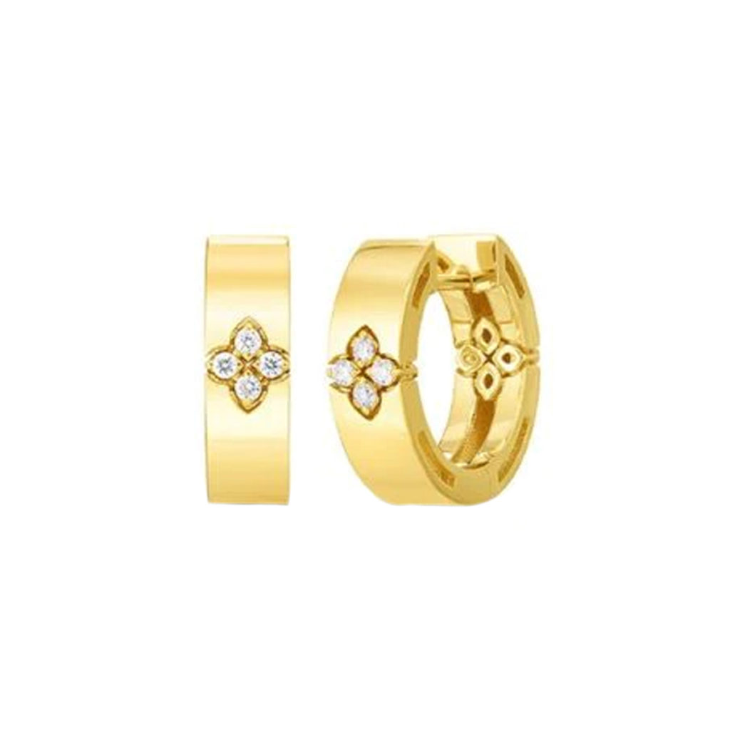 18K Yellow Gold Diamond Verona Hoop Earrings